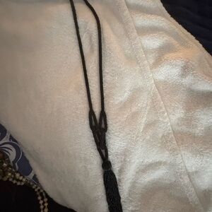 Black Beaded Tassel Necklace